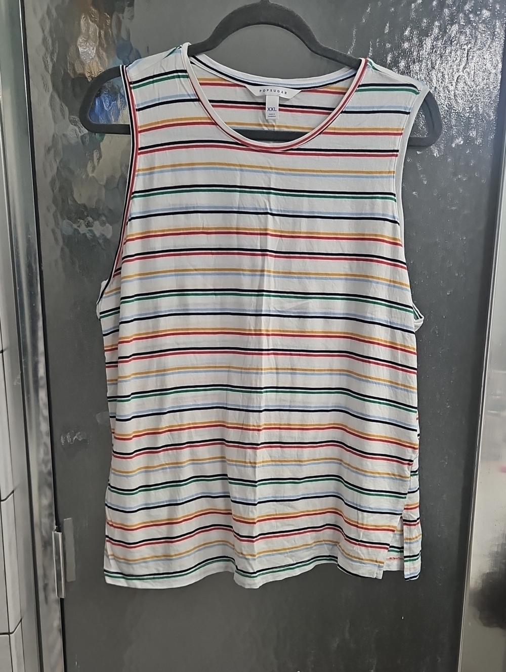 POPSUGAR White Tank Top with Multicolor Stripes